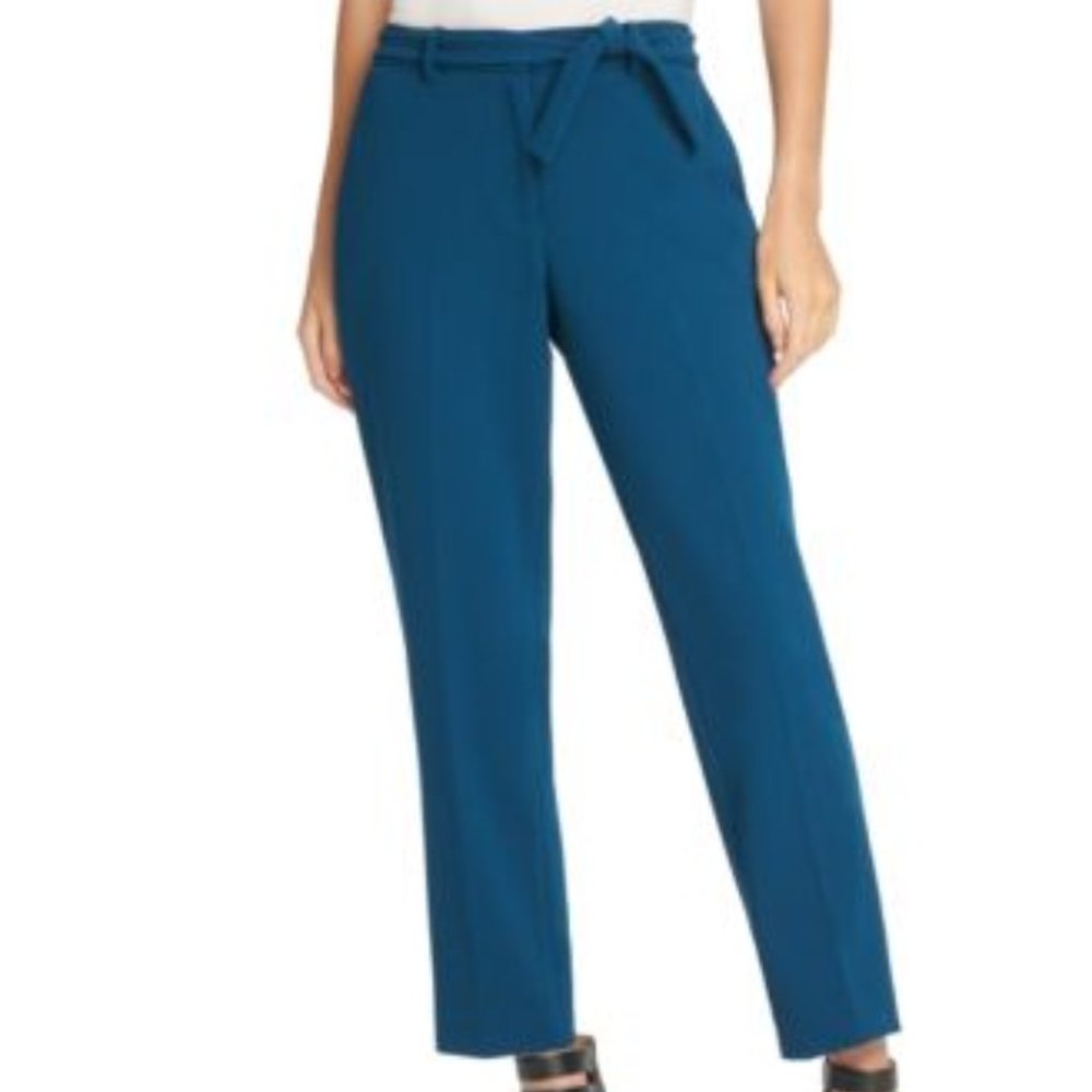 NWT DKNY Essex Ankle Pant Size 6 Teal Tie waist